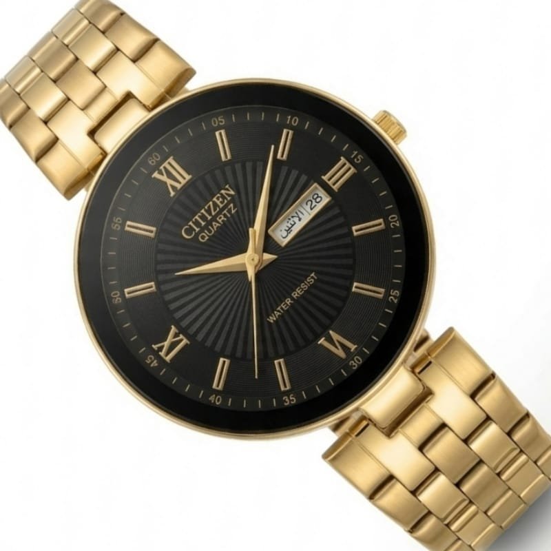 Citizen Quartz LUXURY Gold-Tone with Black Dial & Day-Date Display - Image 2