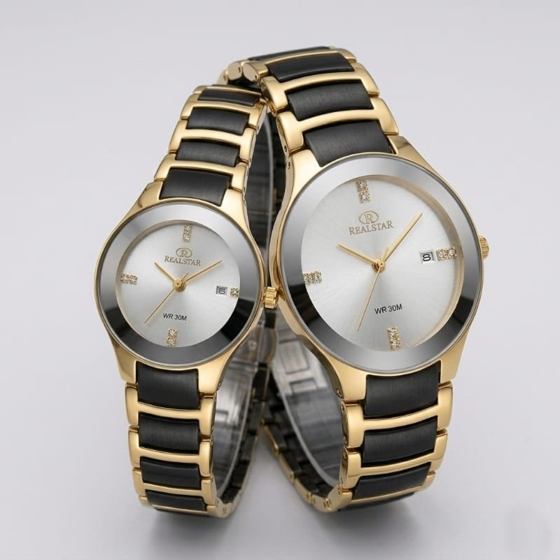 Realstar Gold & Black Luxury Couple Watch Set - Image 2