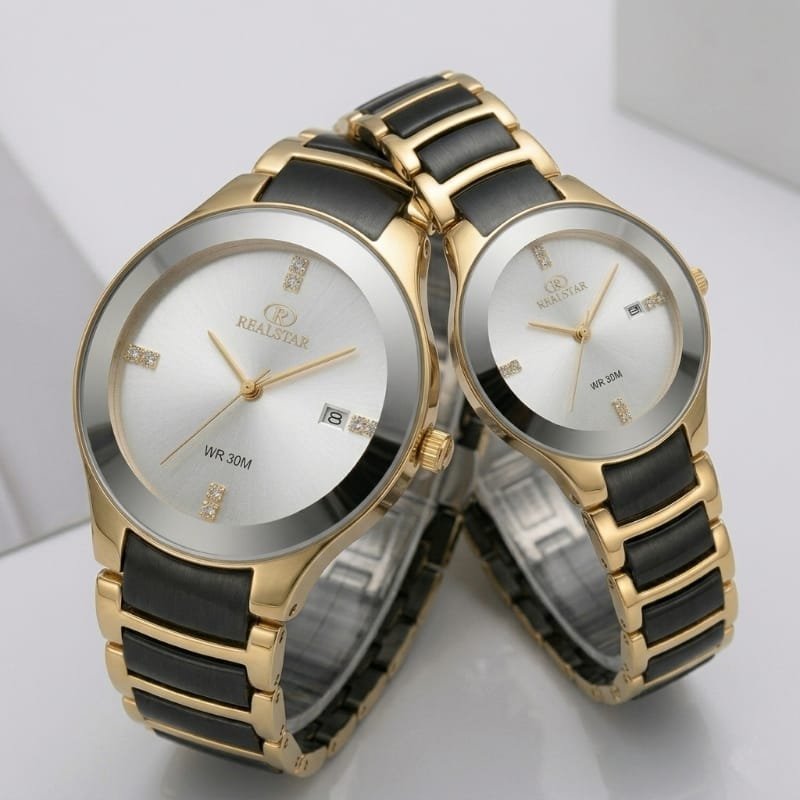 Realstar Gold & Black Luxury Couple Watch Set - Image 3