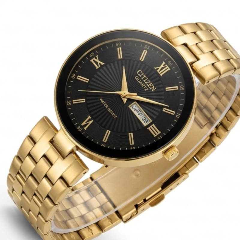 Citizen Quartz LUXURY Gold-Tone with Black Dial & Day-Date Display - Image 3