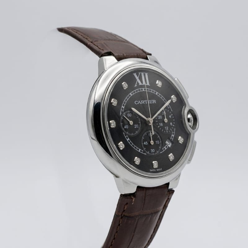 Cartier Ballon Bleu Chronograph – Black Sunray Dial with Diamond Hour Markers - Image 4