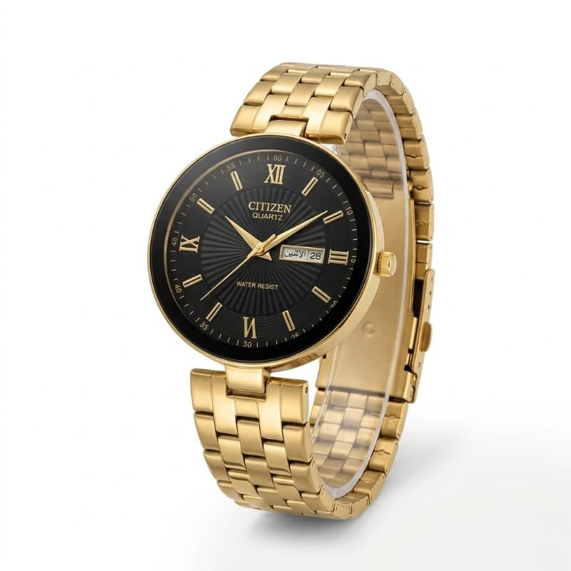 Citizen Quartz LUXURY Gold-Tone with Black Dial & Day-Date Display - Image 4
