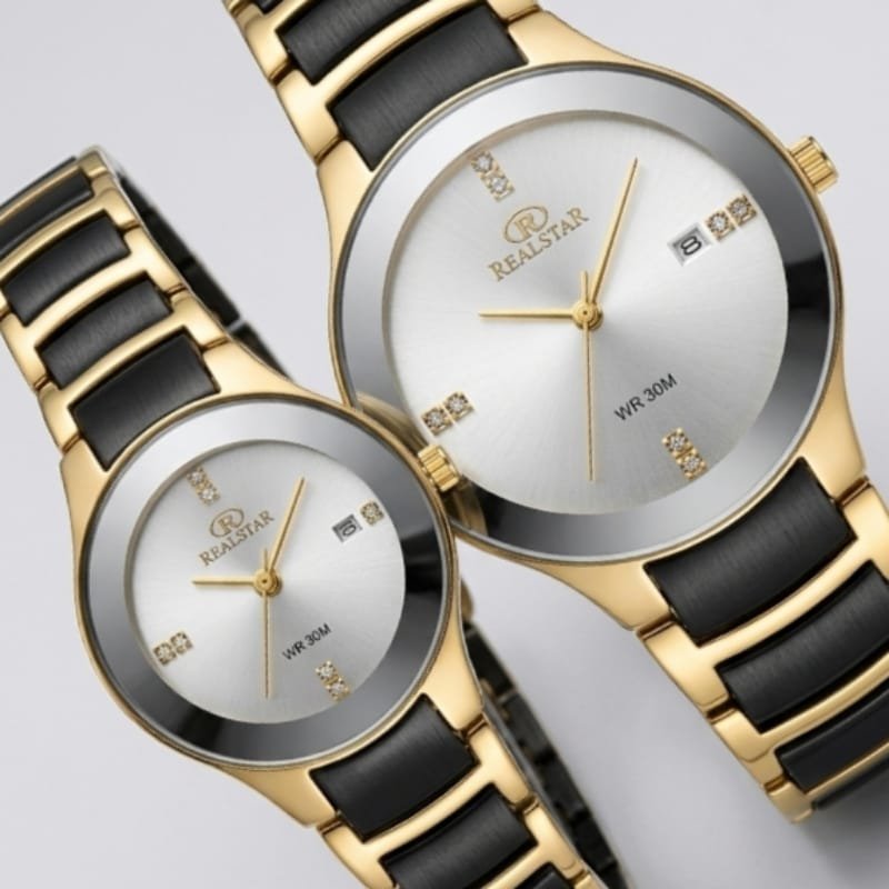 Realstar Gold & Black Luxury Couple Watch Set - Image 5