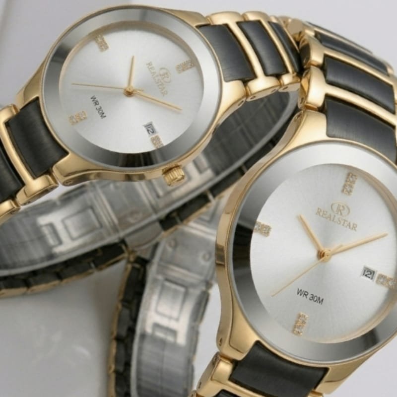 Realstar Gold & Black Luxury Couple Watch Set - Image 6