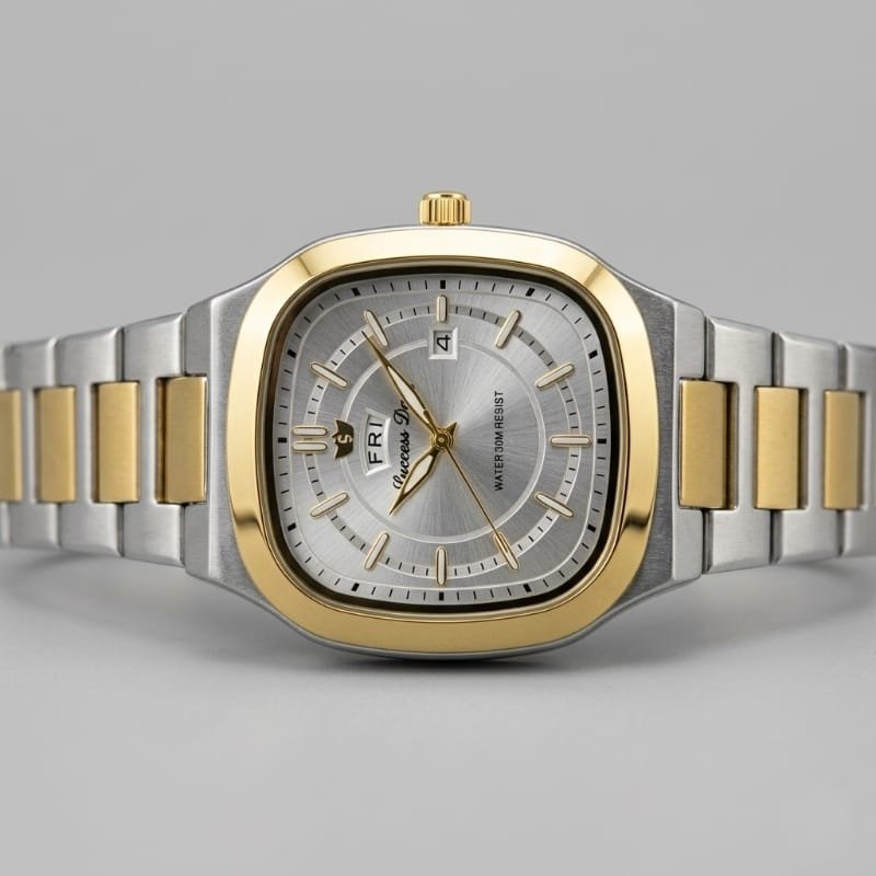Luccess Way White & Gold Square-Face Wrist Watch - Image 2