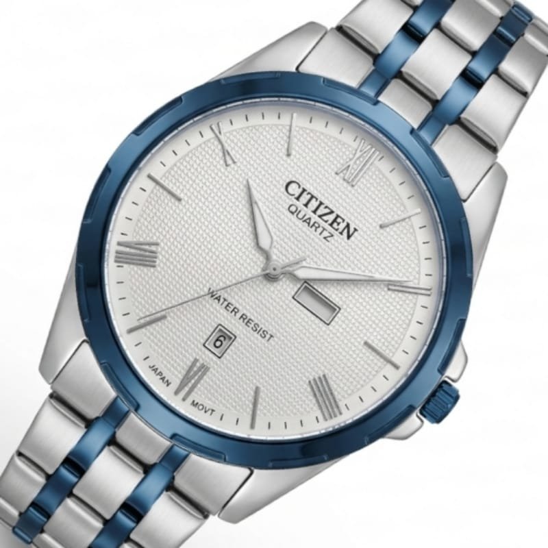 Citizen Quartz LUXURY Men’s Watch – Silver & Blue Two-Tone Edition - Image 6