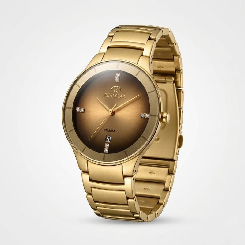 Realstar Gold‑Black Analogue Watch (WR 30M) - Image 2